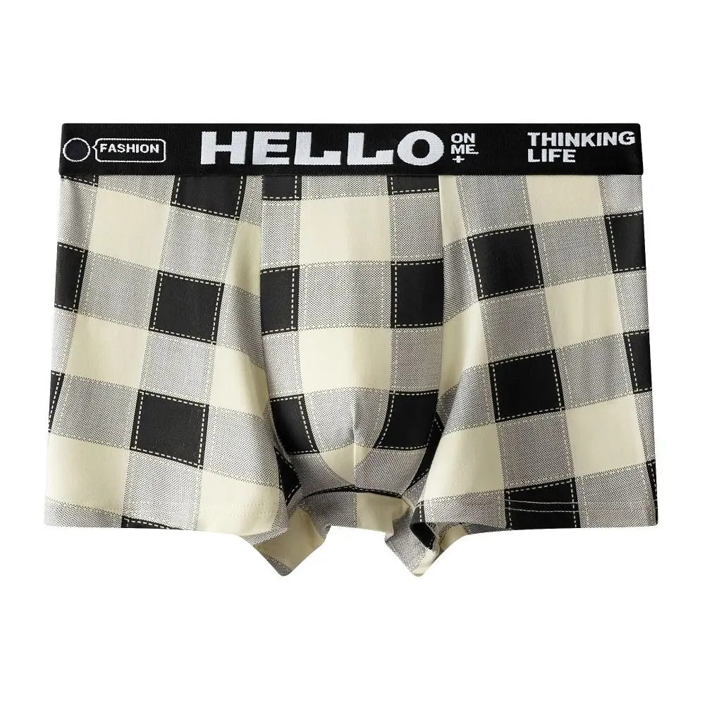 

5 шт., модное полосатое мужское нижнее белье в клетку, шорты-боксеры со средней талией, дышащие эластичные бесшовные трусики, подарки