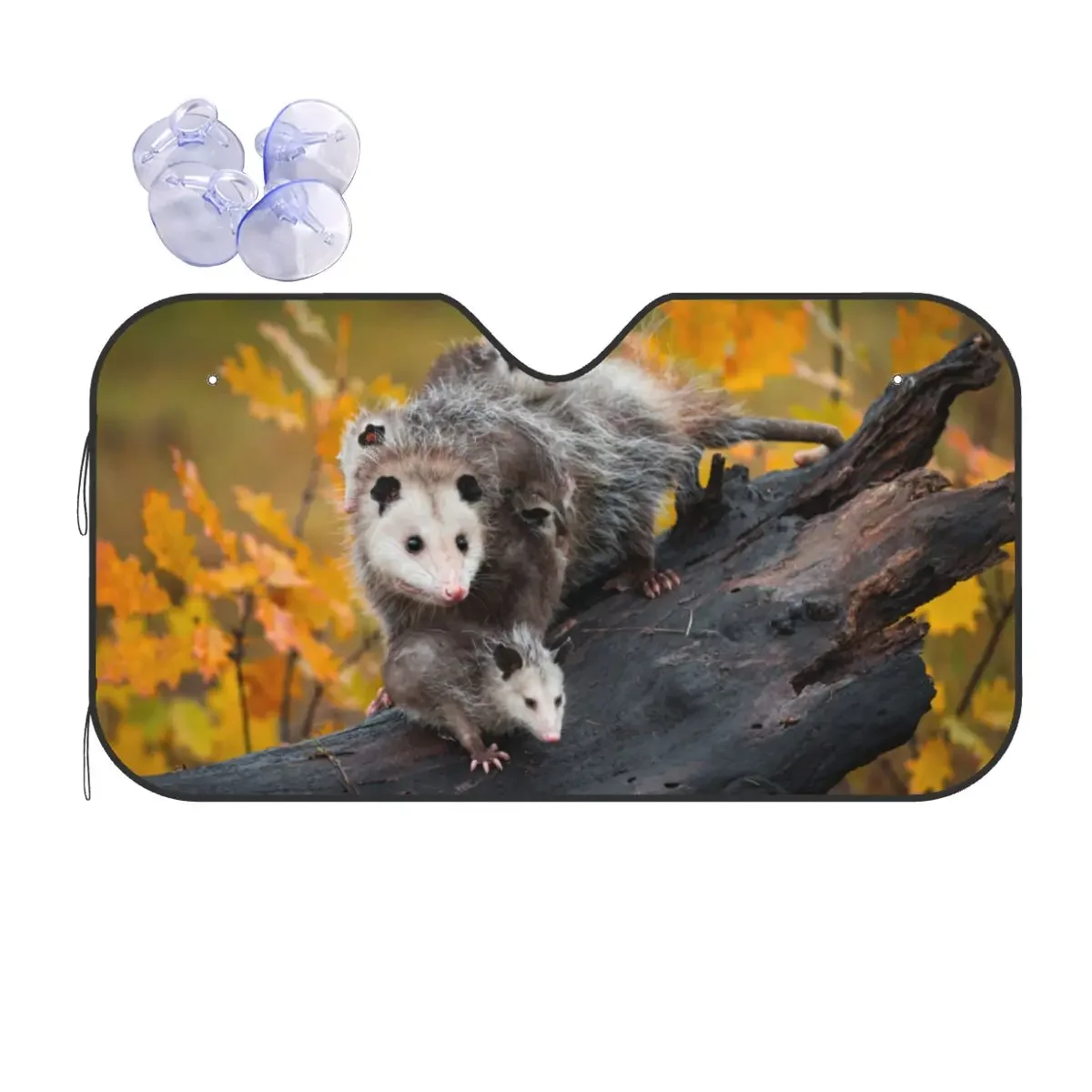 Opossum – pare-soleil pliable pour voiture, pare-brise de famille, Protection contre la poussière