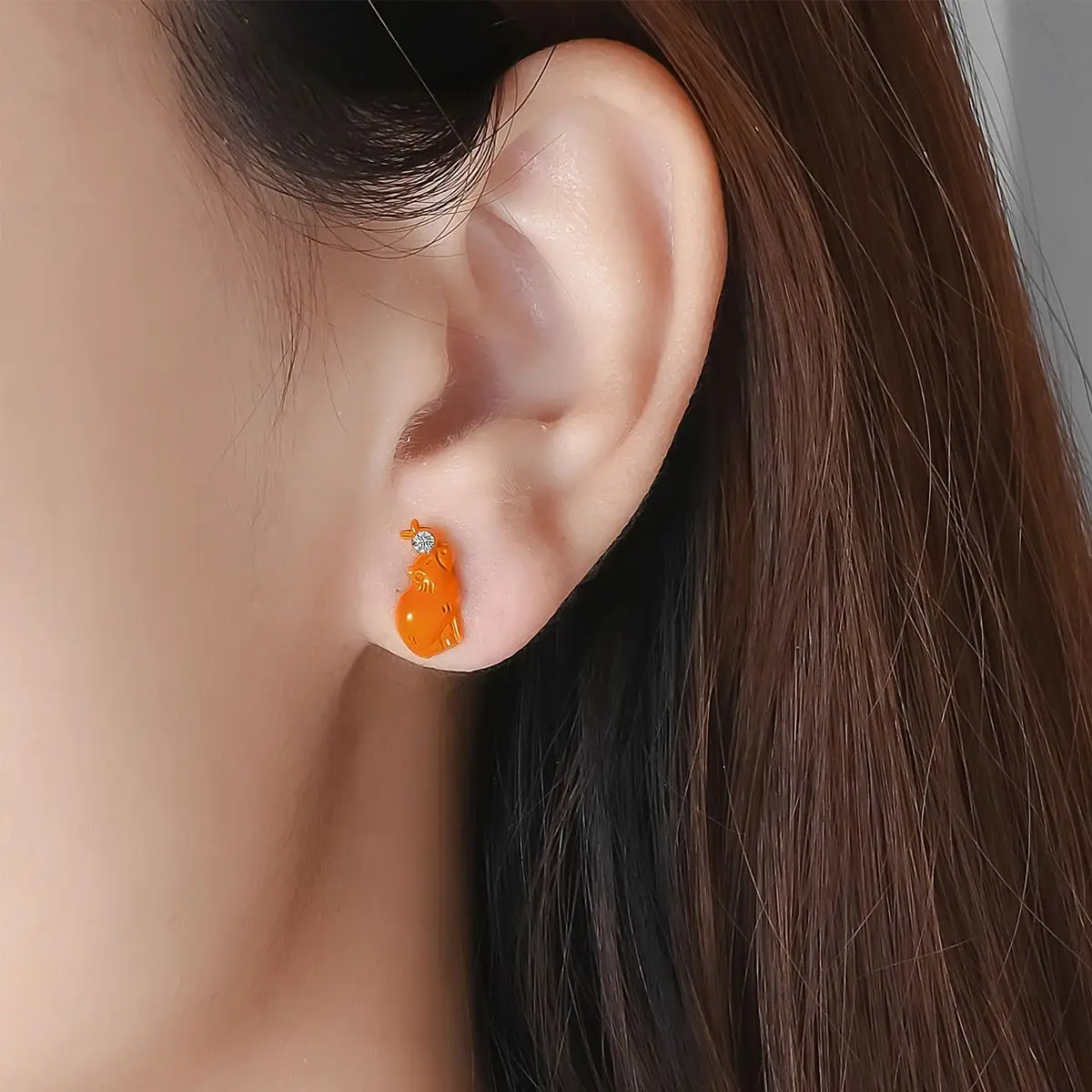 Harong Cute Capybara Earring Internationally Renowned Star Animals Orange Capybara Earring for Girl Woman Fashion Jewelry