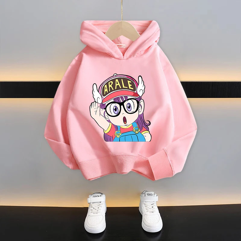 

Slump Arale Spring Thin Hoodie Cute Girls Classic Anime Harajuku Cartoon Print Kids Pullover Long Sleeve Casual Child Sweatshirt