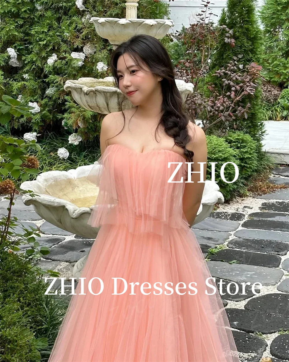 Suknie Ślubne ZHIO Fairy Baby Fioletowe Linia A Halter Długość Do Podłogi Falbany Suknia Ślubna Korea Sesja Zdjęciowa Personalizowane Eleganckie