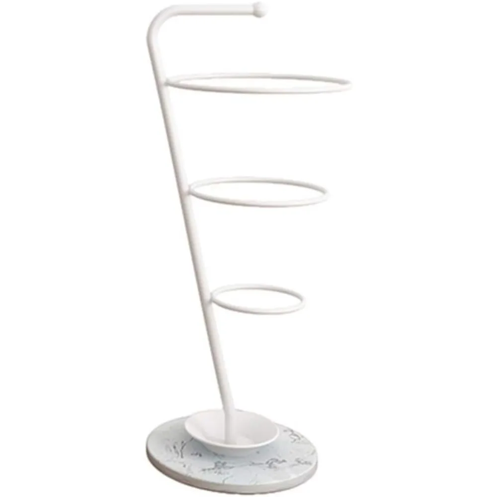 Metal Umbrella Stand Holder with White Marble Base Modern Round Walking Sticks Canes Storage Rack for Entryway Porch Patio