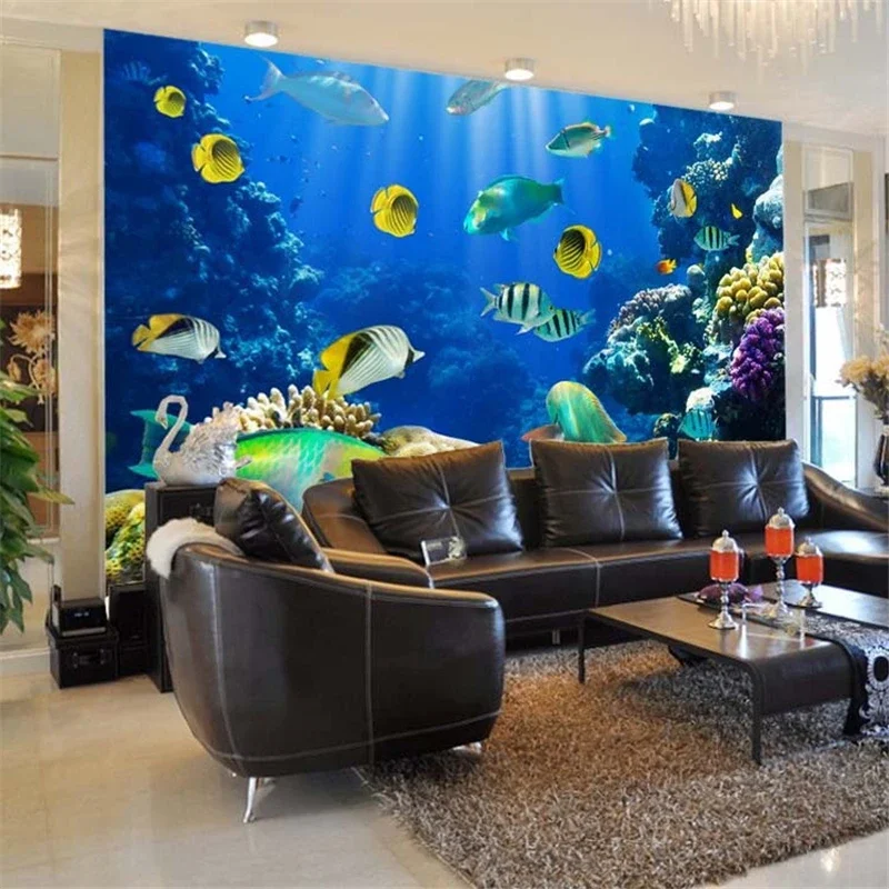 beibehang mural wallpaper Color living underwater world of tropical fish restaurant in the hotel bar backdrop 3d photo wallpaper