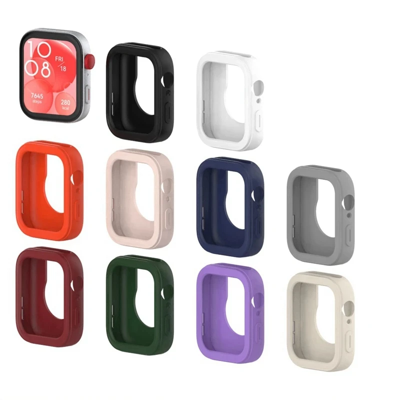 Silicone Watch Protector Shell, à prova de choque, Shell colorido, Bumper Frame, Soft TPU, Acessório para Huawei Fit3