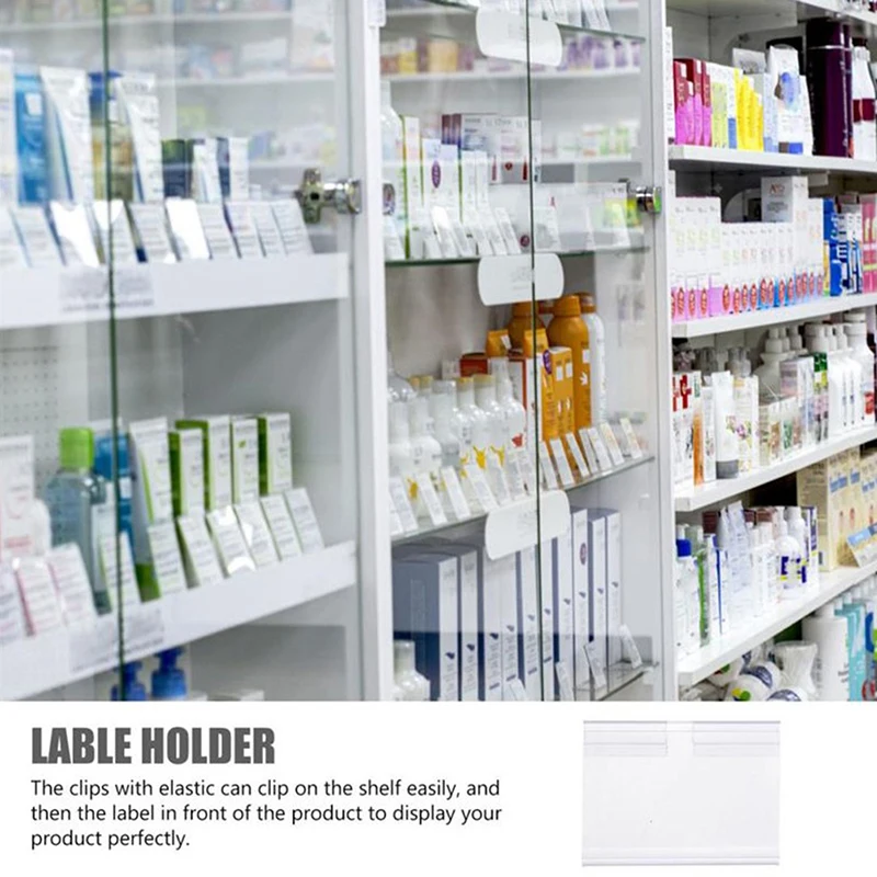 10PCS Clear Plastic Sign Label Holder Wire Shelf Label Merchandise Sign Display Holder Stand Supermarket Shelf Card Rack