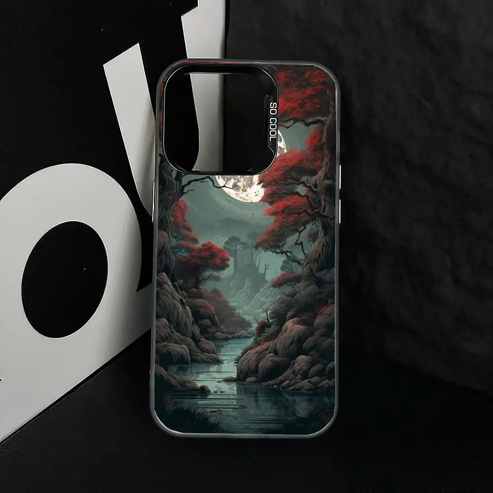 

River scenery case for iPhone17 16 15 14 13 12 11 Pro/ Max/Plus shock-proof rear cover anti-fingerprint