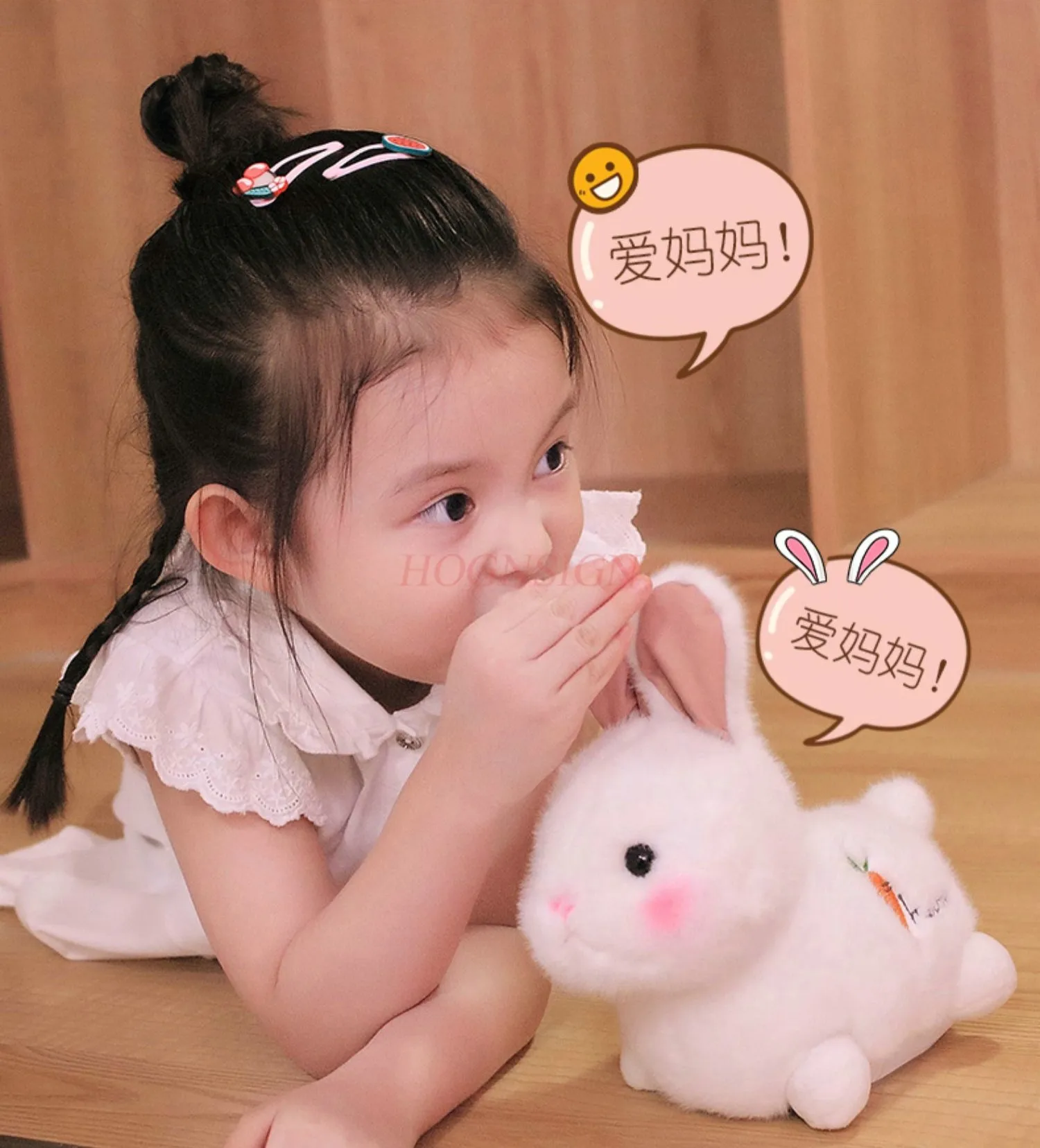 Een pratende konijn zingende, dansende en herhalende pop, schattige kleine witte konijn elektrische knuffel voor kinderen