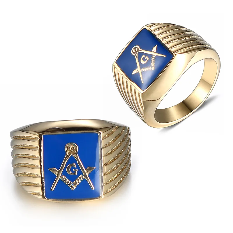 

Blue Enamel Lodge Masonic signet rings jewelry Freemason Fraternity men stainless steel masonic ring