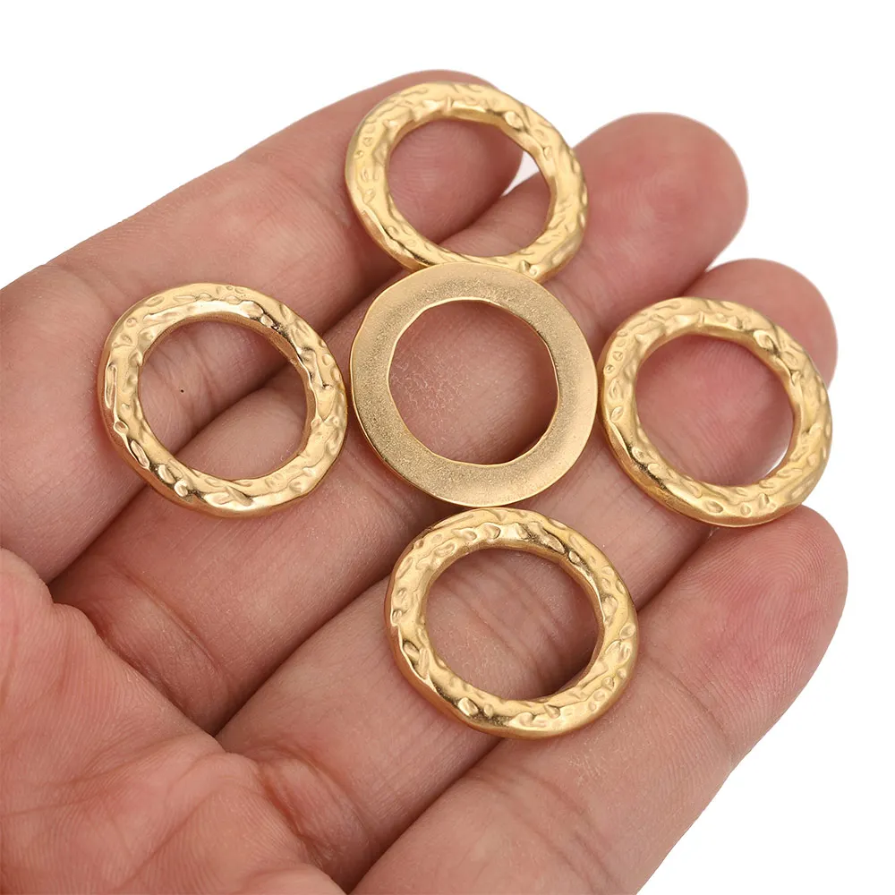 5pcs 20/18MM Stainless Steel Circle Ring Earrings Making Supplies Bezel Charms Connectors for Diy Jewelry Bulk Wholesale Items