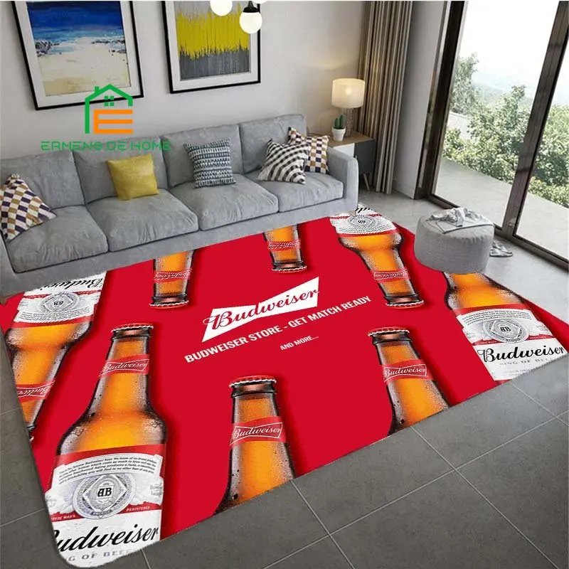 Budweiser Pattern Rug for Bedroom Living Room Carpet for Kitchen Floor Mats Home Decor Non-Slip Floor Pad Rug 15 Sizes