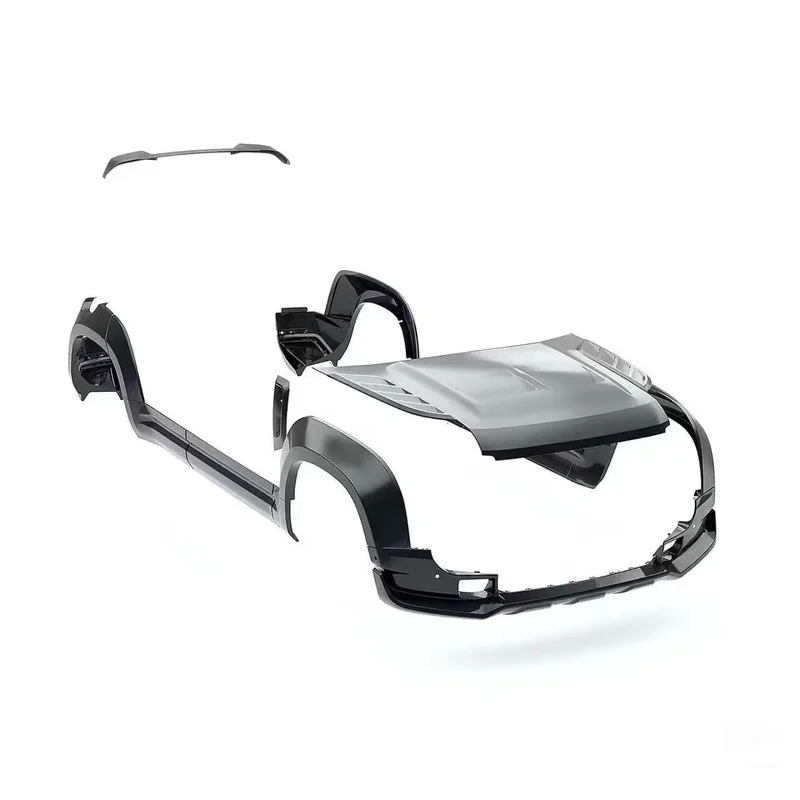 Hot Selling CTD Style Dry Carbon Fiber Wide Body Kit Front Lip Side Skirts Rear Diffuser Spoiler Hood Mod Parts Defender 110
