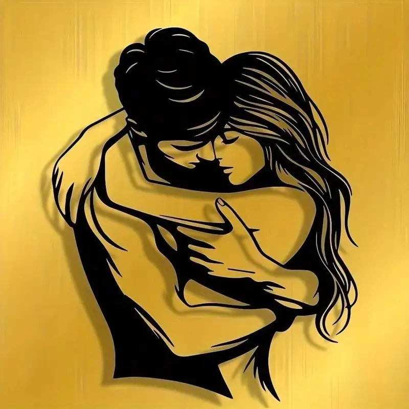 YINUOART Couple Hug Metal Wall Art, Modern Waterproof Home Decor for Living Room 1PC