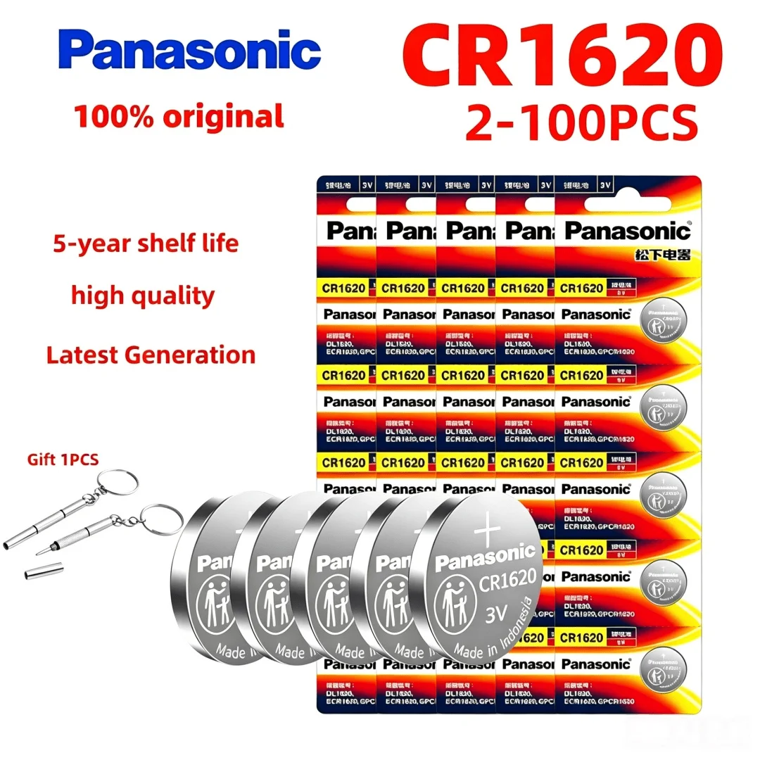 Original PANASONIC 2-100pcs CR1620 CR 1620 3V Lithium Battery Button Coins Cell For Watch Calculator Clock Remote Control Toys