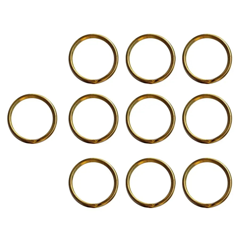 Golden Brass Keychain Rings Set Heavy Duty Split Keyring Secure Connector for House Car Keys Organization