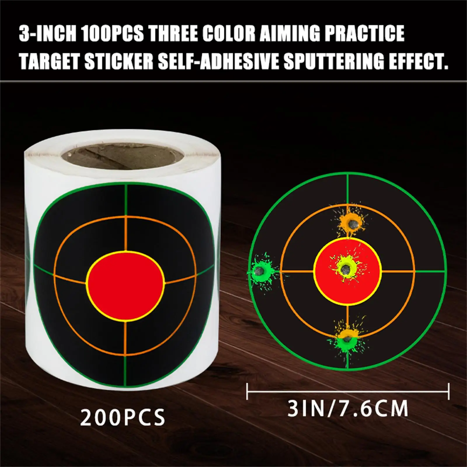 

200 шт. круглых красных наклеек-мишеней диаметром 3 дюйма для тренировки прицеливания, с тремя эффектами разбрызгивания, самоклеящиеся, для тренировок по стрельбе, прицельные наклейки-мишени, самоклеящаяся мишень-наклейка (может использоваться для прицель