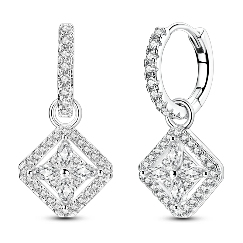 

925 Sterling Silver Earrings Women White Zirconia Drop Earring For Anniversary Wedding Jewelry Gifts