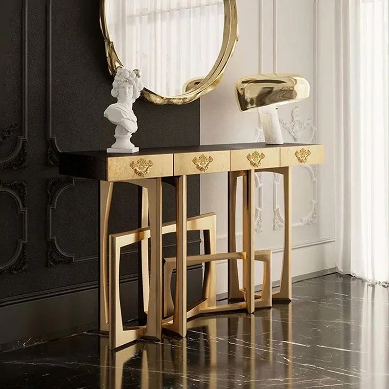 Italian marble entrance table light luxury high-end home design end view table high-end entry wall entrance table