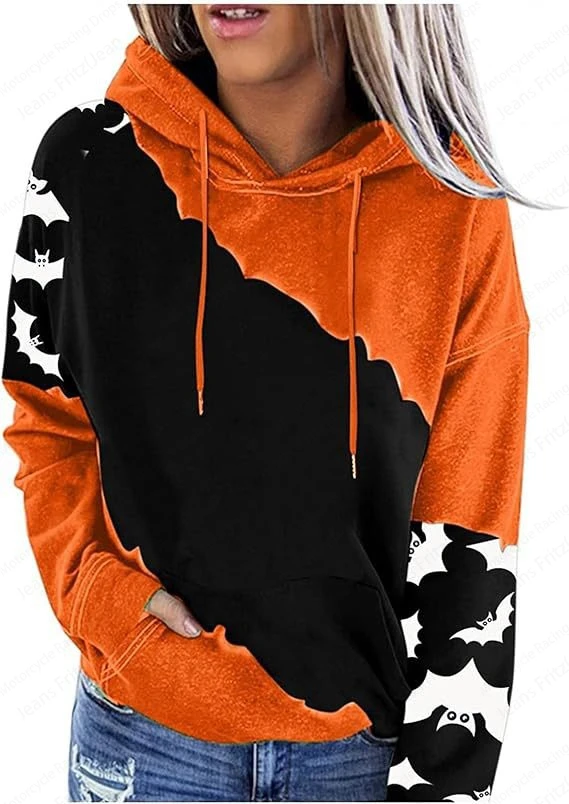 Halloween 3d Print Drawstring Hoodie Women Fashion Oversized Graphic Hoodies Women Sweats Pumpkin Coat Sweatshirt Pullovers