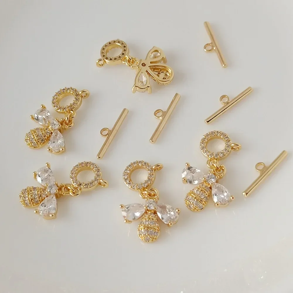 

14k Gold-plated Zircon Bee OT Buckle Bracelet, Necklace, Connecting Buckle, Ending Buckle DIY Accessory