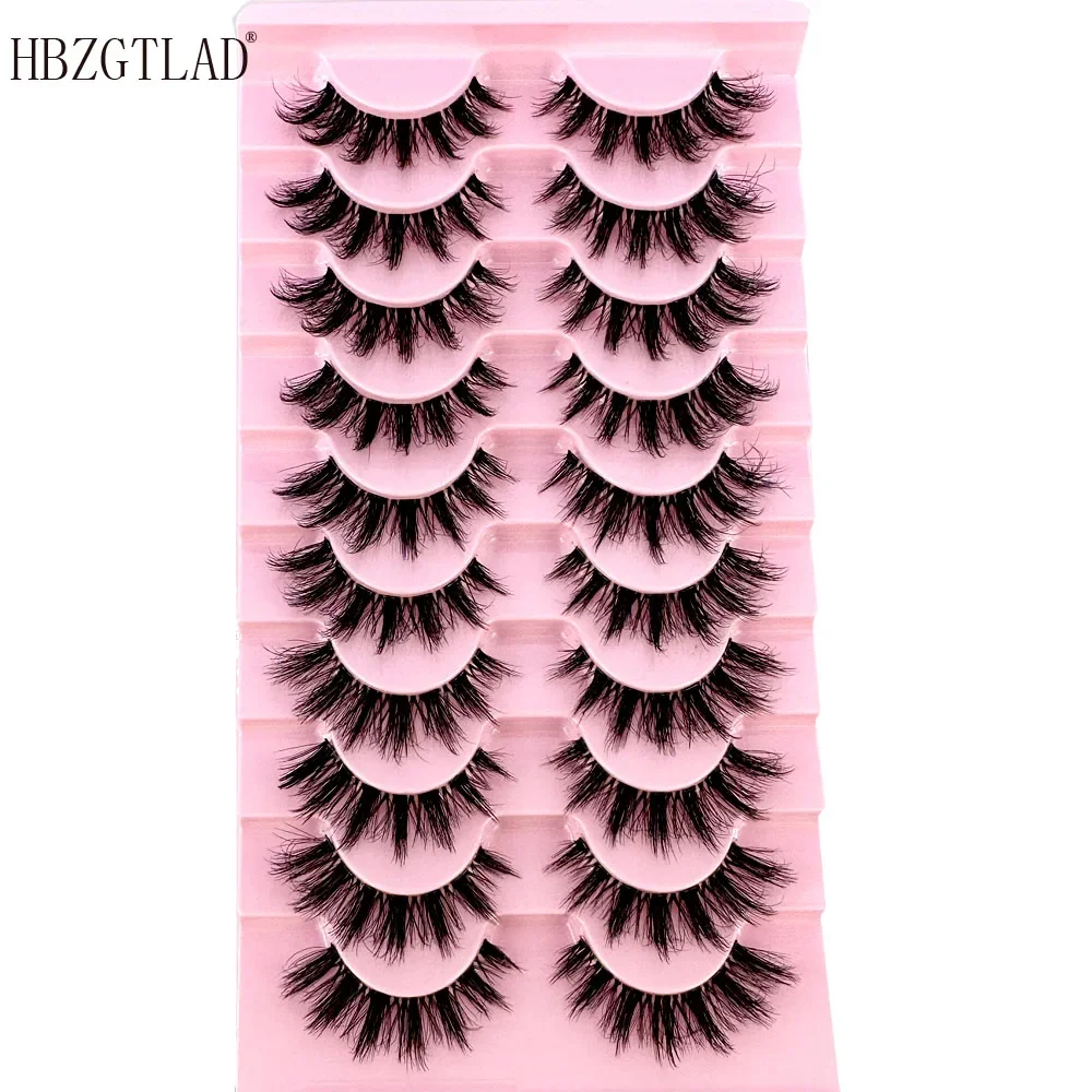 AMSDCN 3D Volume Strip Lashes 10 Pairs Natural Fluffy False Eyelashes Wispy Lashes D Curl Fake Eyelashes