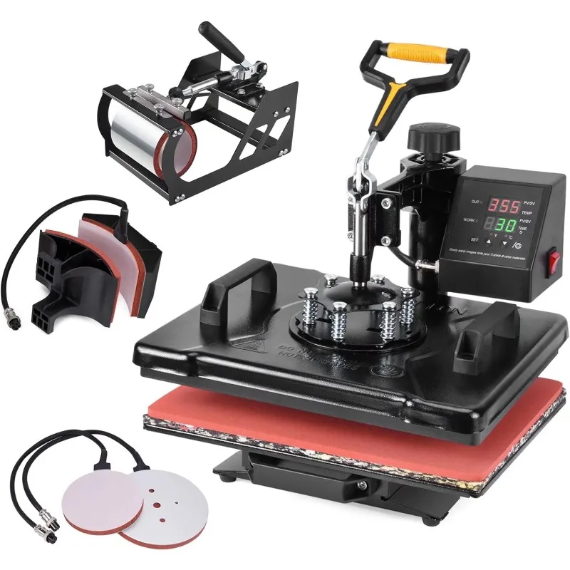 

5 in 1 heat press machine 12x15 inch 360 degree rotating digital t shirt heat press machine multifunctional