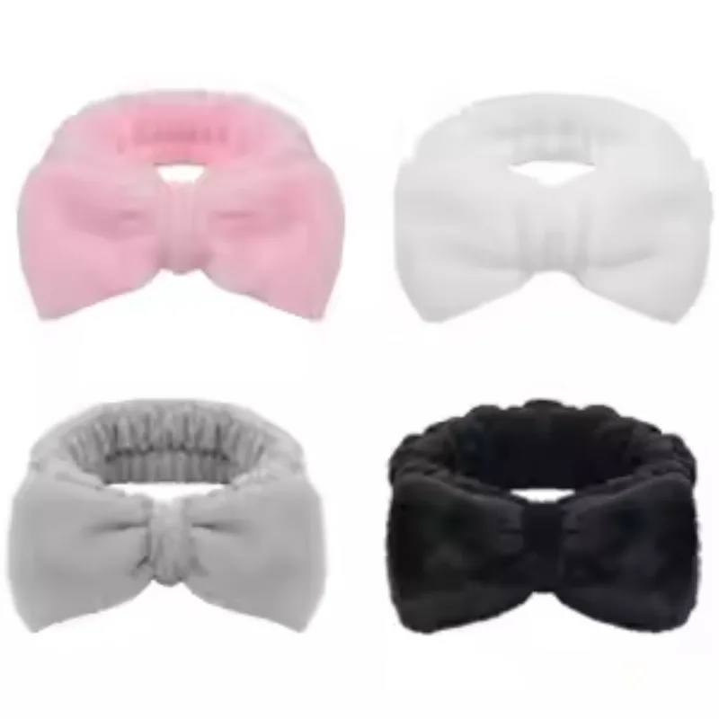 Ensemble de 3 pièces de bracelets de tête à nœud papillon doux et pelucheux, parfaits pour spa, maquillage, soins de la peau et lavage du visage