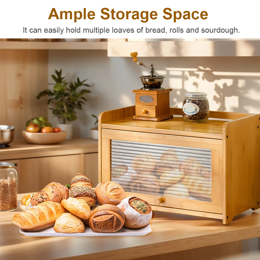 Bread Box Bamboo - Loaf Bread Box Multi-Purpose Bread Storage