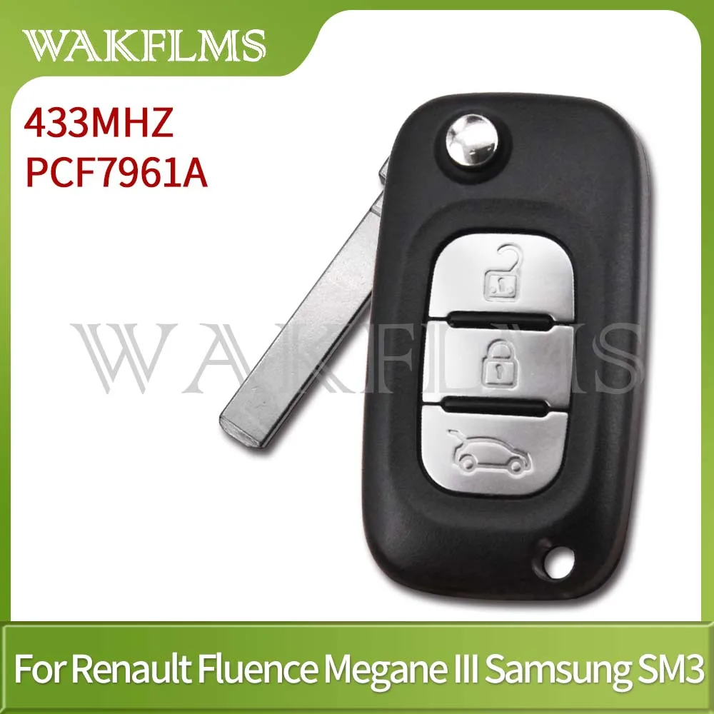 3 Przyciski 433 MHz PCF7961A – Odpowiedni Zamek Zdalny dla Renault Fluence i Megane III