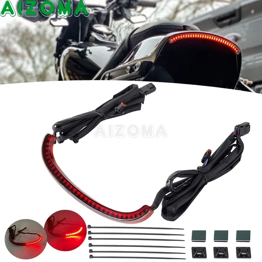 Motorcycle Rear Fender LED Light Bar For Harley Softail Fat Bob FXFB FXFBS Motorbike Tail Turn Signal Brake Stop Lamp 2018-2021