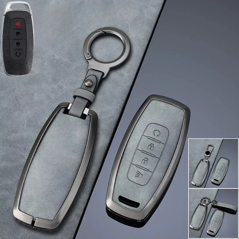

Zinc Alloy Leather Car Smart Remote Key Fob Case Cover Bag Holder With Keychain For Nissan X-trail Qashqai J12 T33