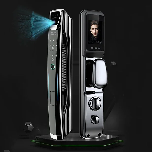 004 3D Face Recognition Fully Automatic Smart Lock WiFi App Fingerprint Keyless Smart Home Door Lock with Camera Video Calling