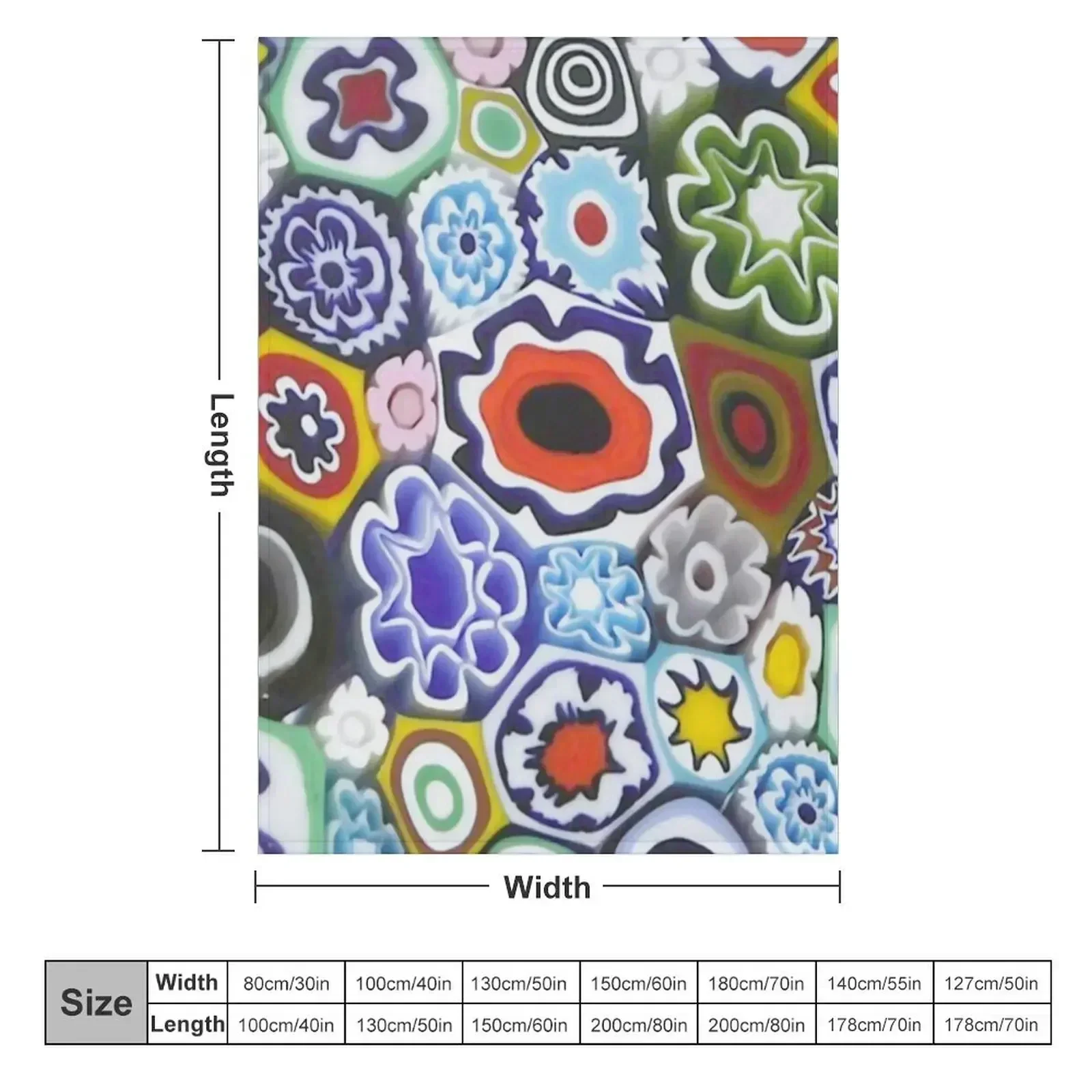 Millefiori Murano Italian Glass Print Throw Blanket For Sofa Thin blankets ands Weighted Personalized Gift Blankets