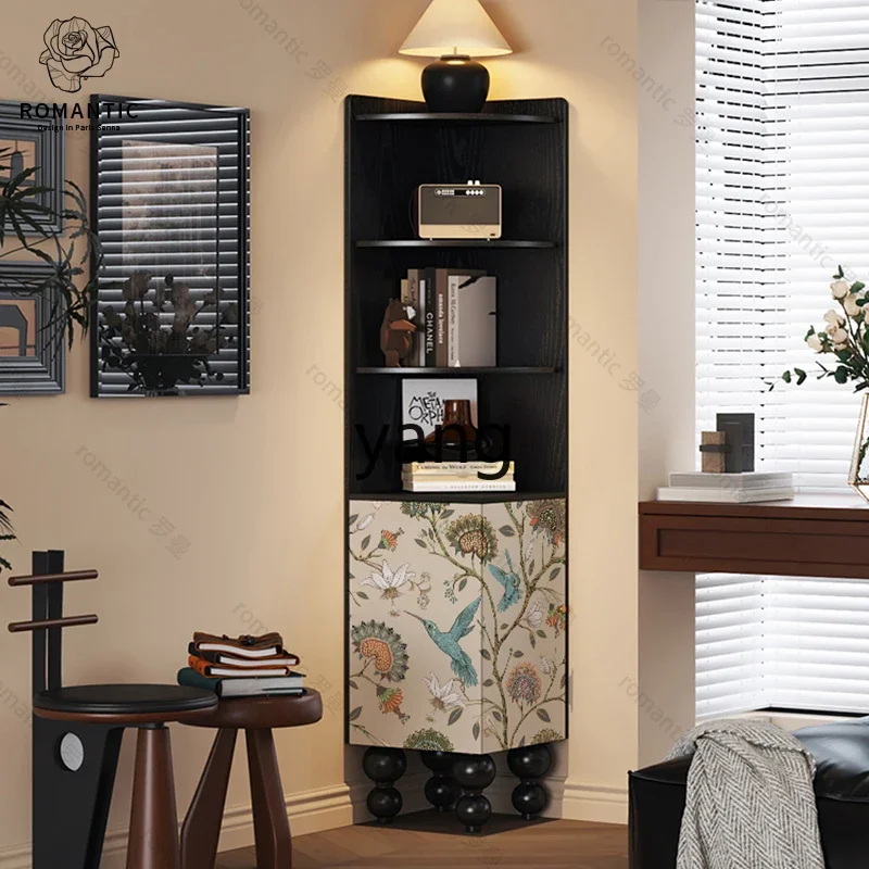 LH  Cream Wind Corner Cabinet Solid Wood Living Room Storage Display Cabinet Bedroom Corner Storage