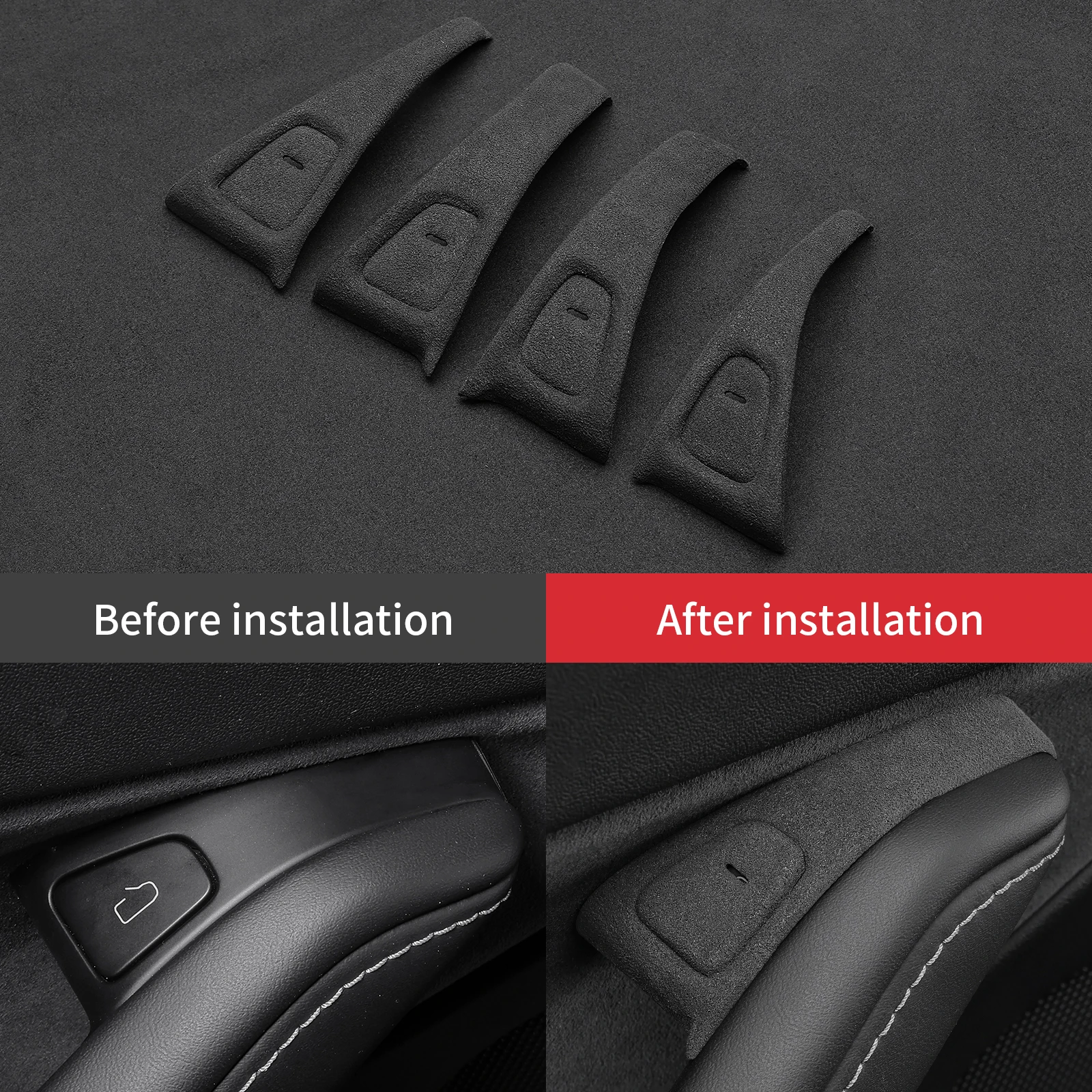 For Tesla Model 3, Model Y 2018 2019 2020 2021 2022 2023 Door Switch Button Cover Alcantara Suede Interiors
