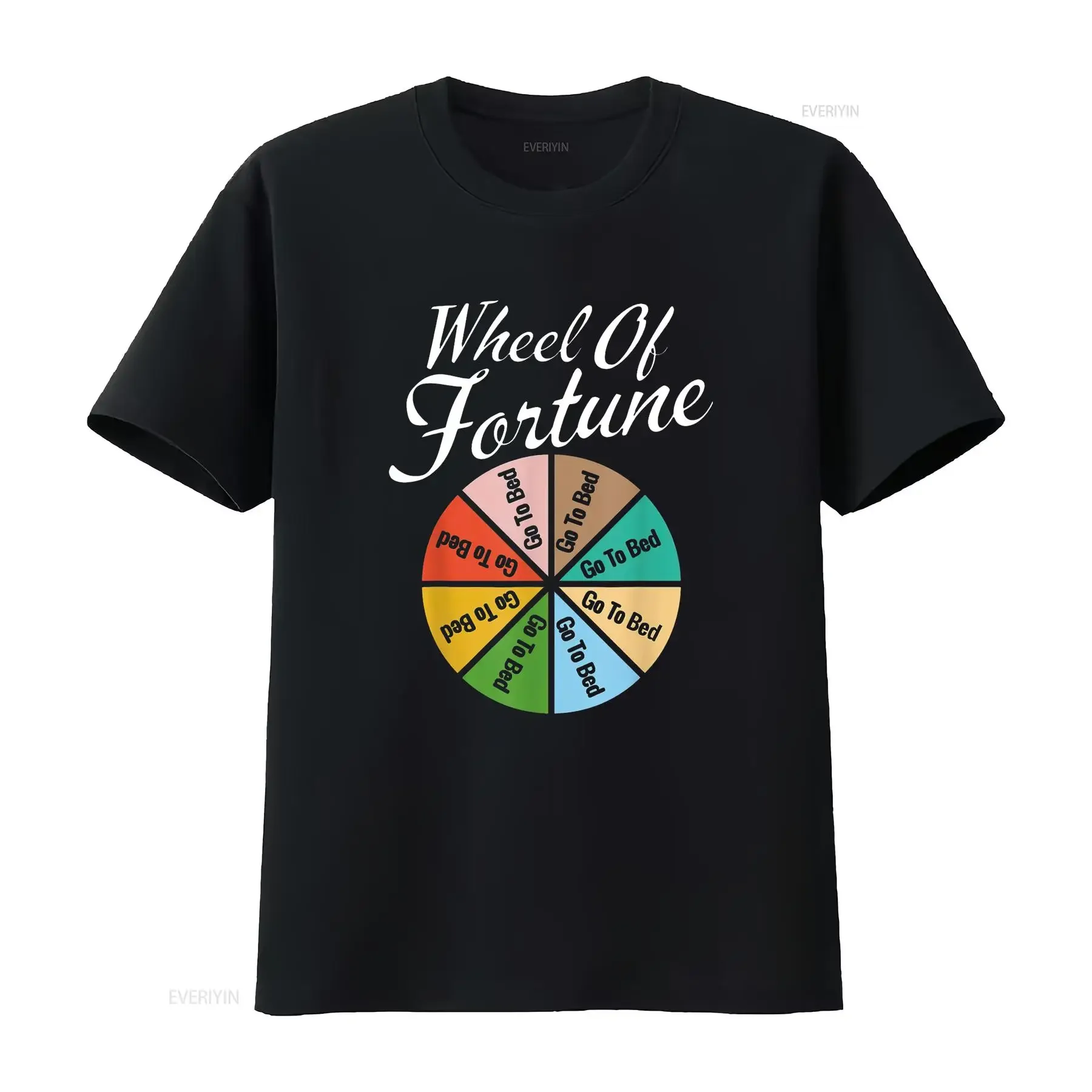 

Женская футболка Wheel Of Fortune Go To Bed Funny Sleep Design Quote, черная 2XL, винтажная стираная дизайнерская одежда, повседневная мужская одежда