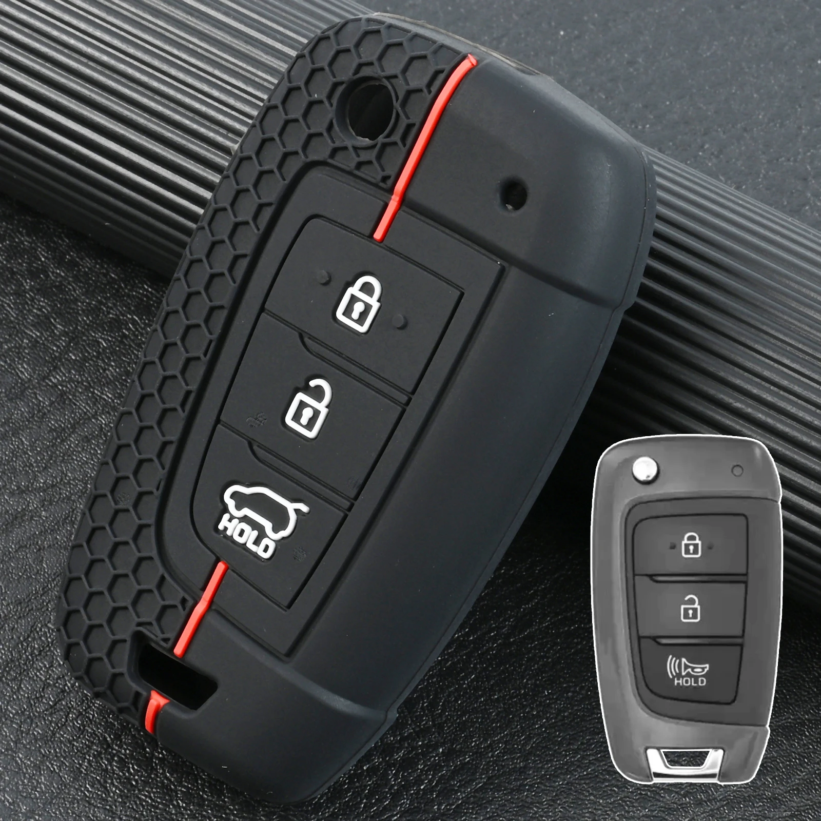 For Hyundai Accent Venue Elantra Genesis Ix35 I30 Sonata Tucson Verna 2018 2019 Silicone Remote Key Fob Ring Case Cover 3 Button