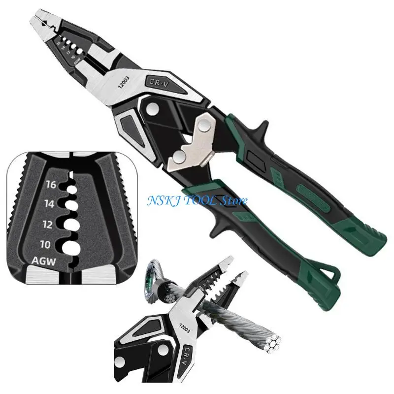 L8RC 인체 공학적 9 인치 케이블 커터 및 기술자를위한 와이어 핸들링 도구 전기 유지 보수를위한 다기능 플라이어