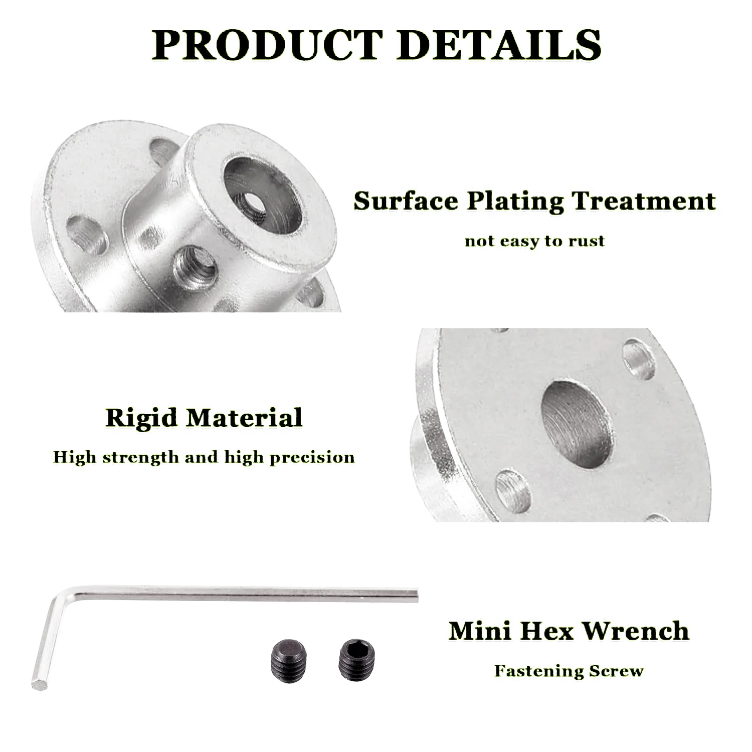 Rigid Flange Coupling (3/3.17/4/5/6/6.35/7/8/10/12mm) Shaft Coupler with Wrench/Set Screws for Motor Drive Transmission DIY