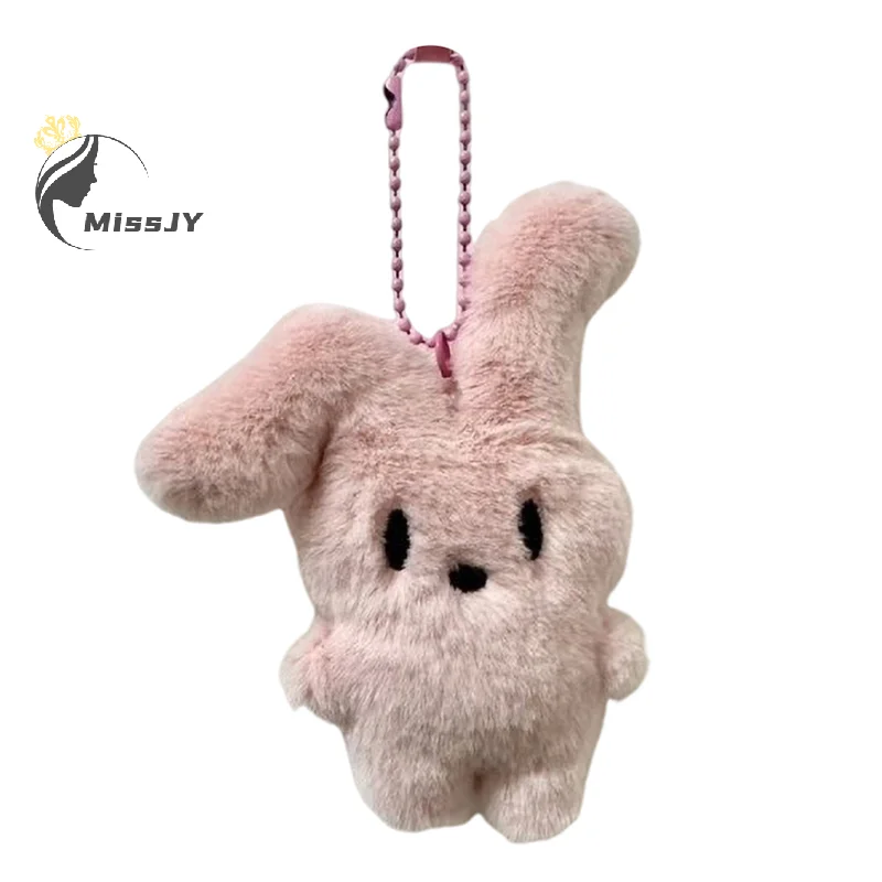 Porte-clés en peluche de dessin animé pour enfants, lapin rose, beurre, doux, mignon, sac à dos, clé de voiture, porte-clés, pendentif, ornements, cadeau pour filles