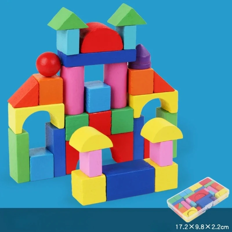 Nuovo 34PCS Kid Montessori Puzzle geometrico Giocattolo Blocchi colorati Gioco di pensiero fai da te Giocattolo sensoriale Educazione Ausili per l'apprendimento per i bambini