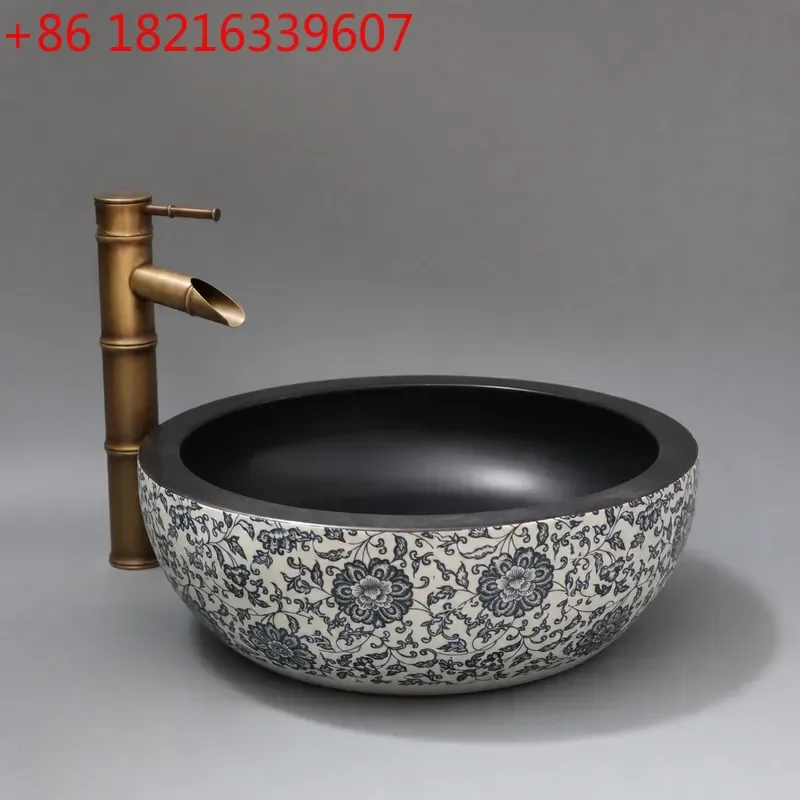 YAO Jingdezhen Ceramic Table Art Basin Waist Drum Shape Washbasin Handmade