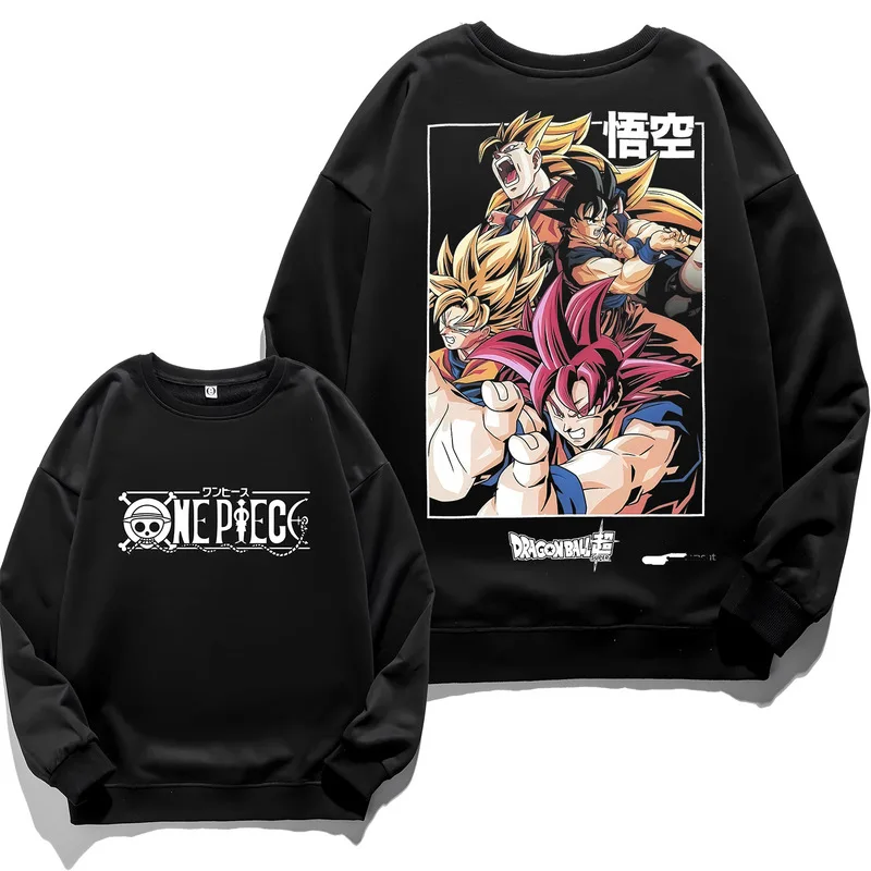 New Anime One Piece Luffy Men Loose And Comfortable Large-Size T-Shirt Classic Printed Cosplay Round Neck Sweater Fashion Top