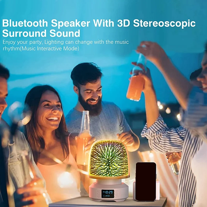 Night Light Bluetooth Speaker,360°Rotation 3D Effect Glass Starry Nightlight With Remote Control,Bedside Lamps