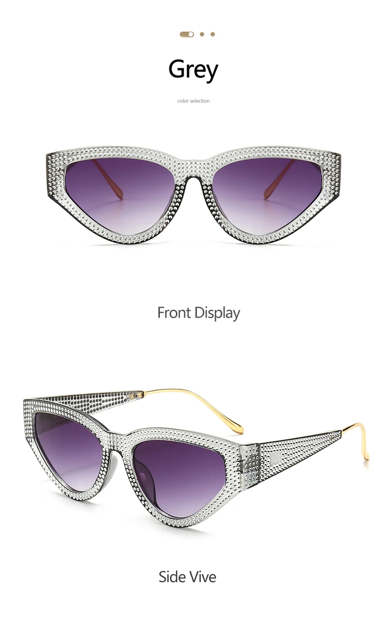 Stilvolle Voll-Diamant Katzenaugen-Sonnenbrille für Damen Unisex Internet-Berühmtheit Streetstyle-Brille 5127 – Detail 12