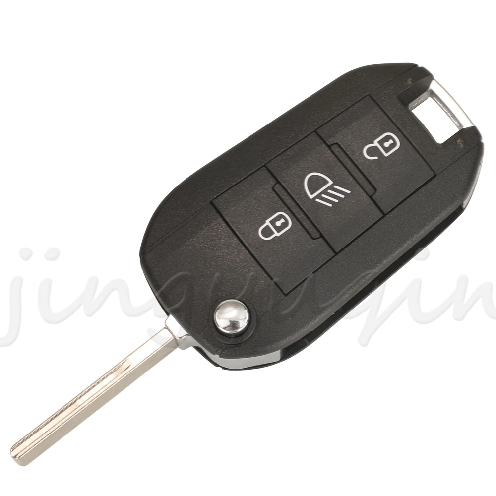 Jingyuqin 3 BTN Remote Flip Key Shell Case For Peugeot 208 2008 301 308 508 5008 RCZ Expert Citroen C-Elysee C4-Cactus C3 Light