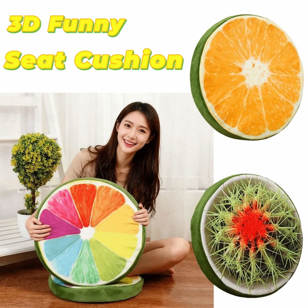 Relaxing 33cm 3D Fruit Seat Cushion Funny Fruit Butt Relaxing Round Cushion Sofa Floor Cushion Couch