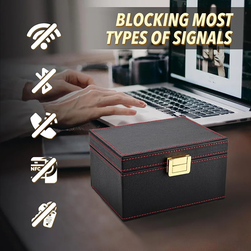 RFID Faraday Box Car Keyless Signal Blocker Anti-Theft Box Key Fob Protector Radiation-proof Safety RFID Bluetooth Shielding Box