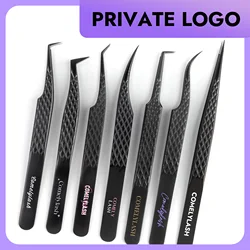 Private logo,Minium order 5 pcs Fiber Tip Lash Extension Tweezer, Titanium Black Eyelash Nano Tip Tweezer for Lash Tech Supplier