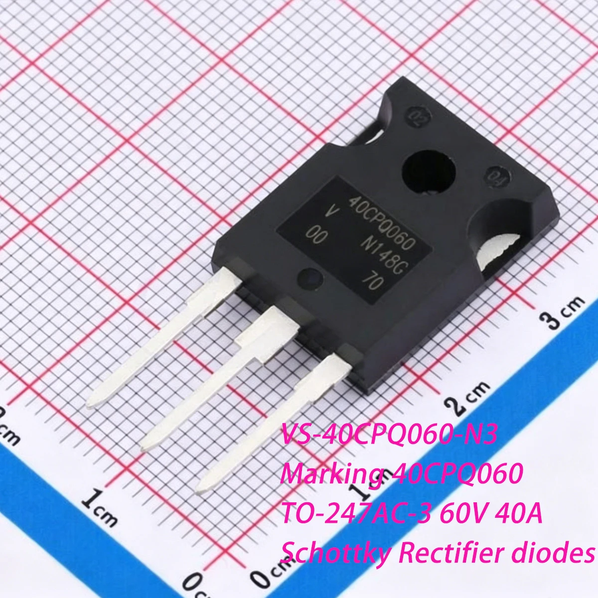 5PCS VS-40CPQ060-N3 Marking 40CPQ060 TO247AC Single Pair Common Cathode 680mV@40A 60V 40A NEW Original Schottky Rectifier diodes