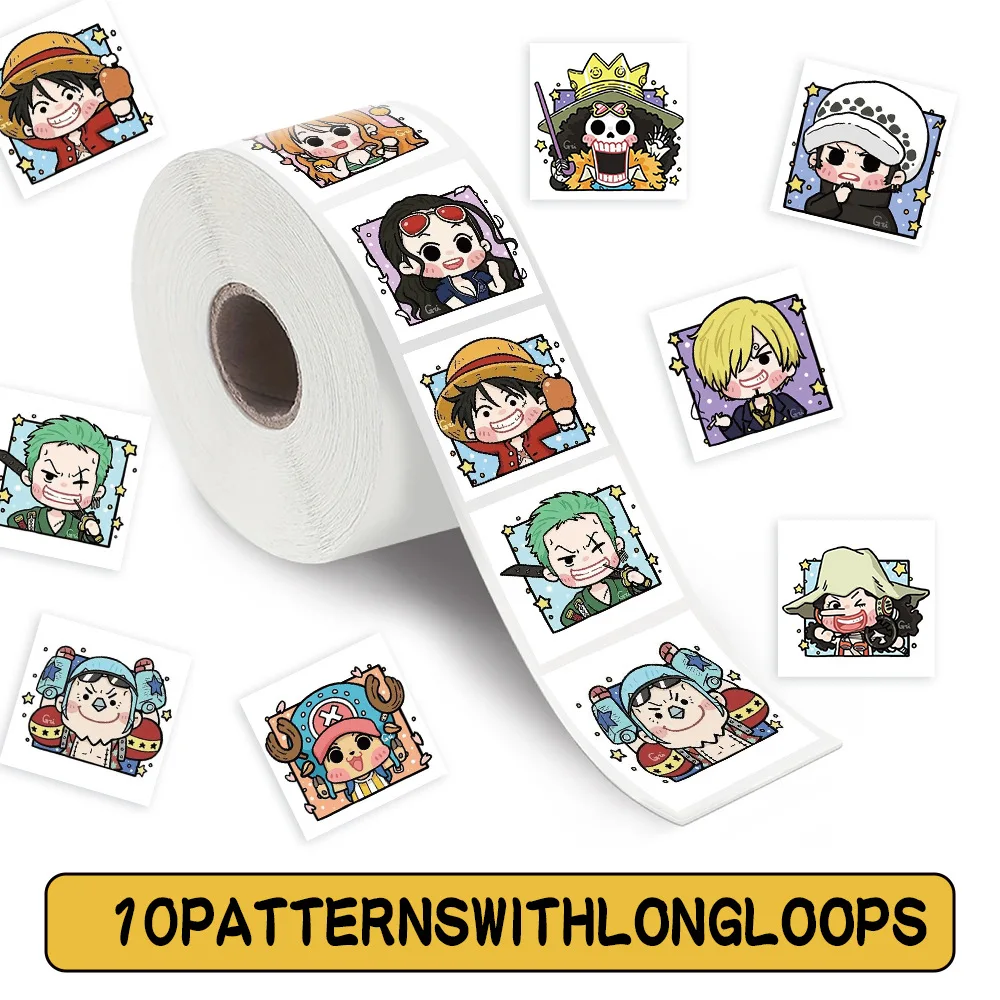 500 Stück One Piece Cartoon-Aufkleberrolle, wasserfest, dekorative Aufkleber für Telefon, Laptop, Tagebuch, Umschlag, Siegel, Schreibwaren, Kindergeschenk